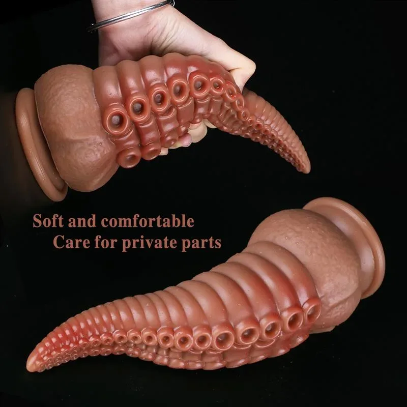 8.5 IN Brown Tapered Tentacle Dildo Silicone Butt Plug 3 8.5 IN Brown Tapered Tentacle Dildo Silicone Butt Plug 3