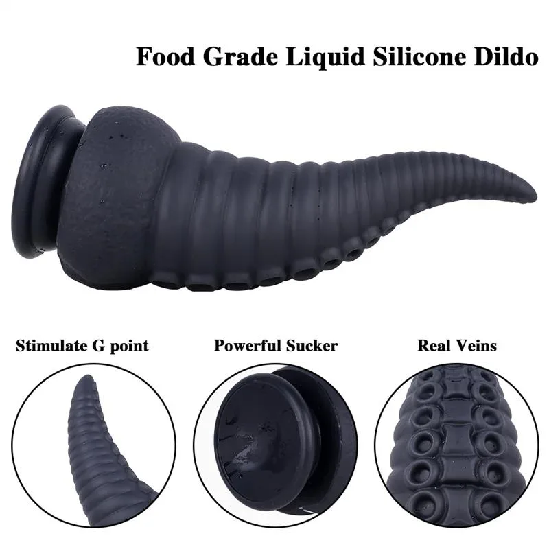 8.5 IN Black Tentacle Dildo Liquid Silicone Octopus Anal Plug 2 8.5 IN Black Tentacle Dildo Liquid Silicone Octopus Anal Plug 2