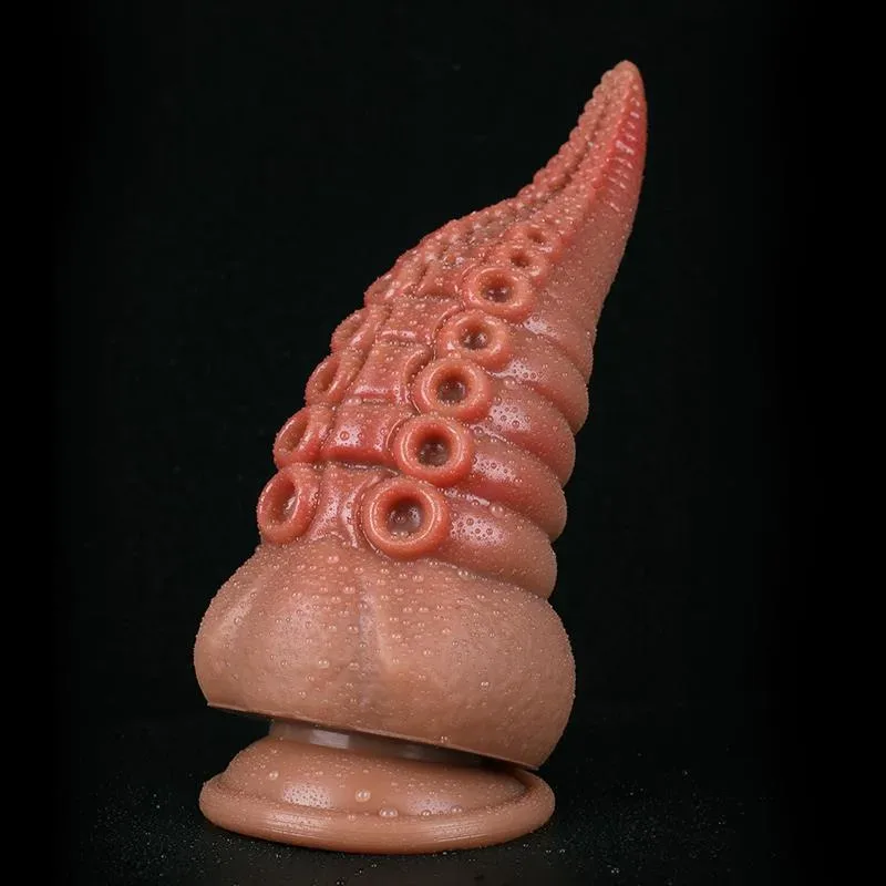8.5 IN Brown Tapered Tentacle Dildo Silicone Butt Plug 1 8.5 IN Brown Tapered Tentacle Dildo Silicone Butt Plug 1