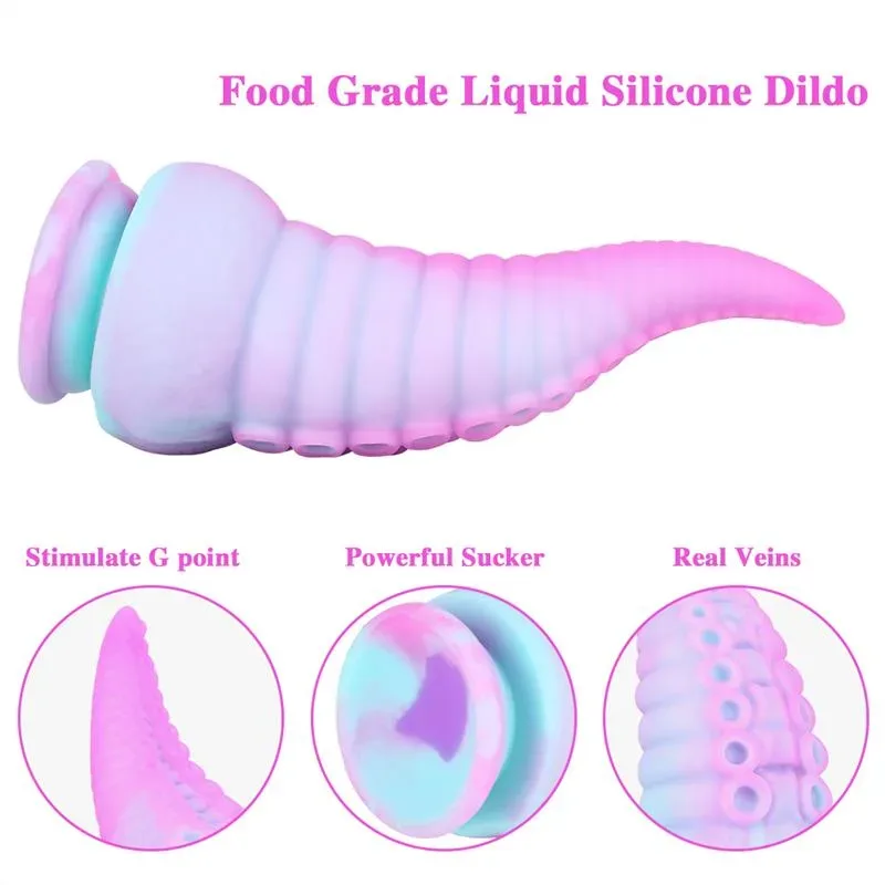 8.5 IN Tentacle Dildo Soft Silicone Octopus Butt Plug 2 8.5 IN Tentacle Dildo Soft Silicone Octopus Butt Plug 2