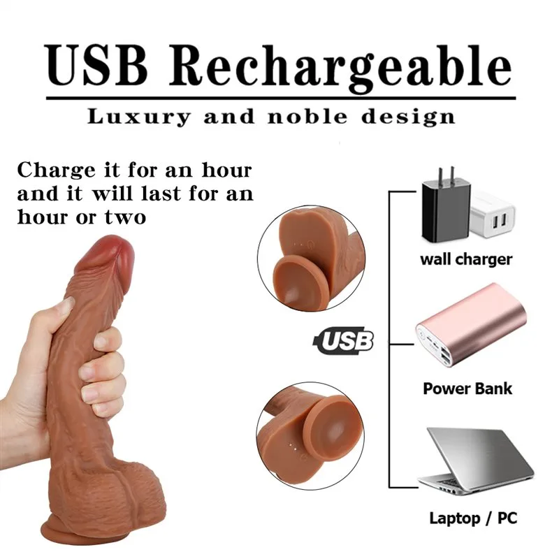 8.5 IN Rechargeable Heated Dildo Realistic Silicone Vibrating Cock 5 8.5 IN Rechargeable Heated Dildo Realistic Silicone Vibrating Cock 5