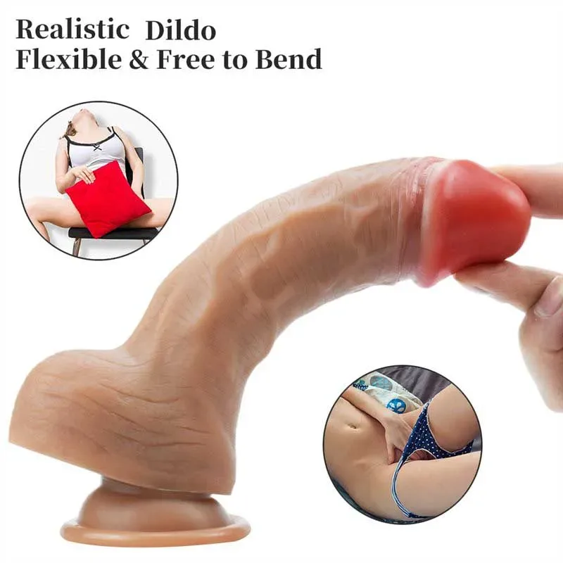 7.5 IN Real Looking Silicone Dildo for Beginner 4 7.5 IN Real Looking Silicone Dildo for Beginner 4
