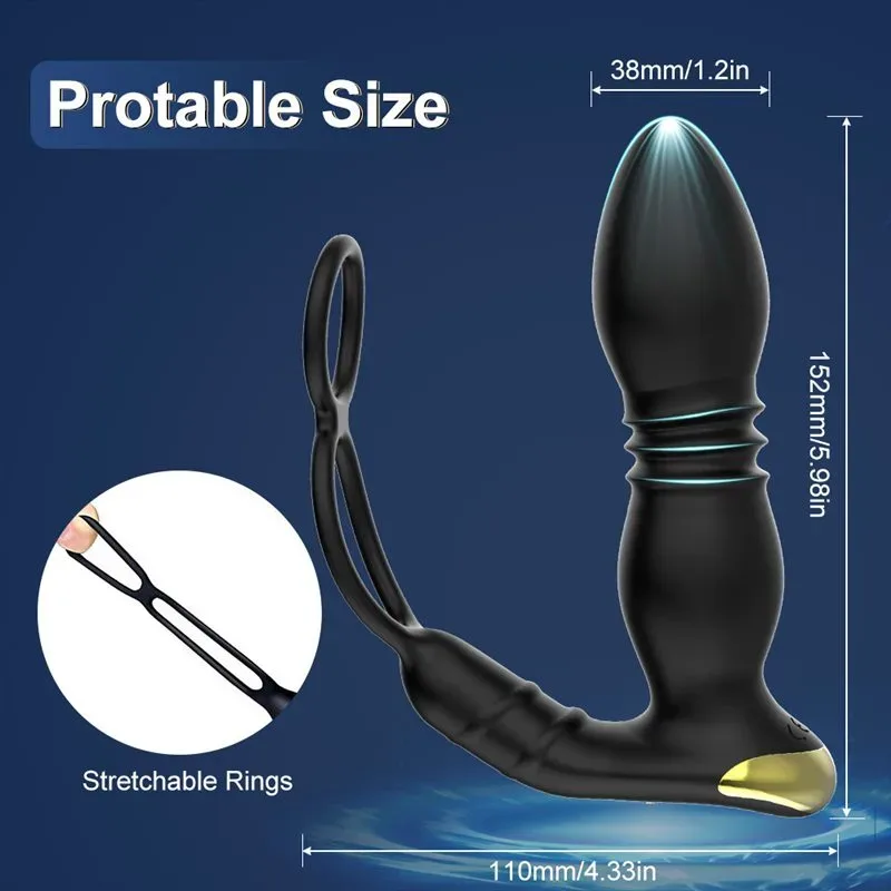 APP/Remote Control Thrusting Vibrating Men Prostate Massager with Two Rings 6 APP/Remote Control Thrusting Vibrating Men Prostate Massager with Two Rings 6