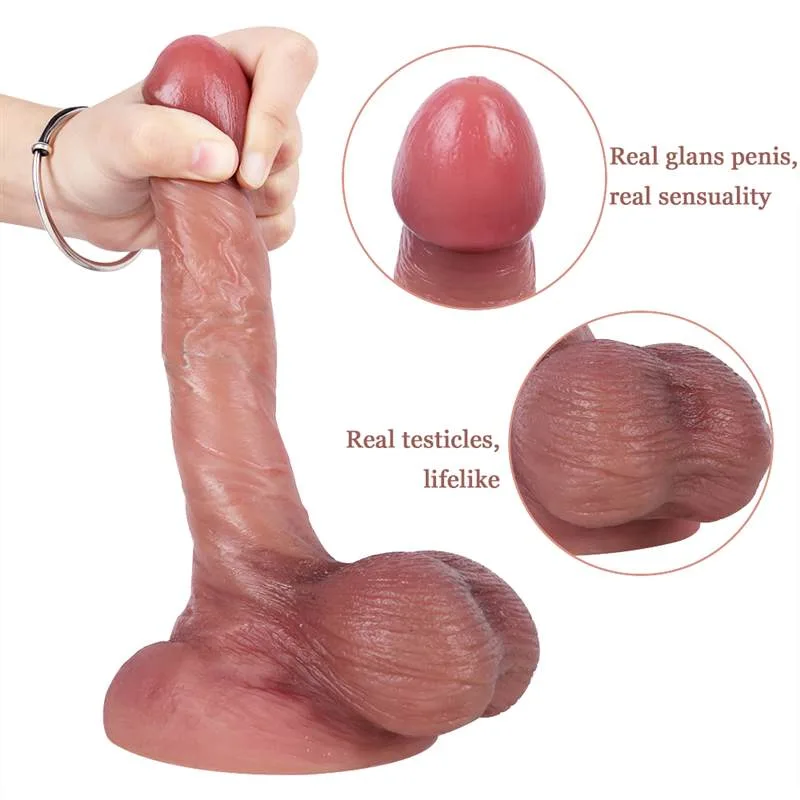 7 IN Short Realistic Silicone Dildo with Big Balls 2 7 IN Short Realistic Silicone Dildo with Big Balls 2