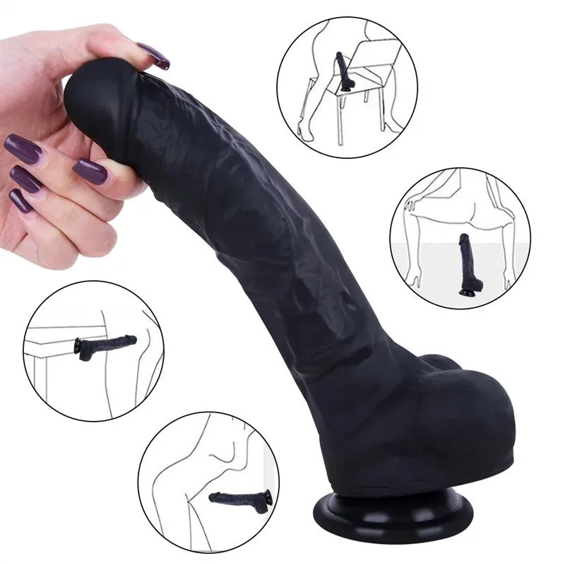 9.5 IN Black Realistic Dildo Strap On Harness Set 8 9.5 IN Black Realistic Dildo Strap On Harness Set 8