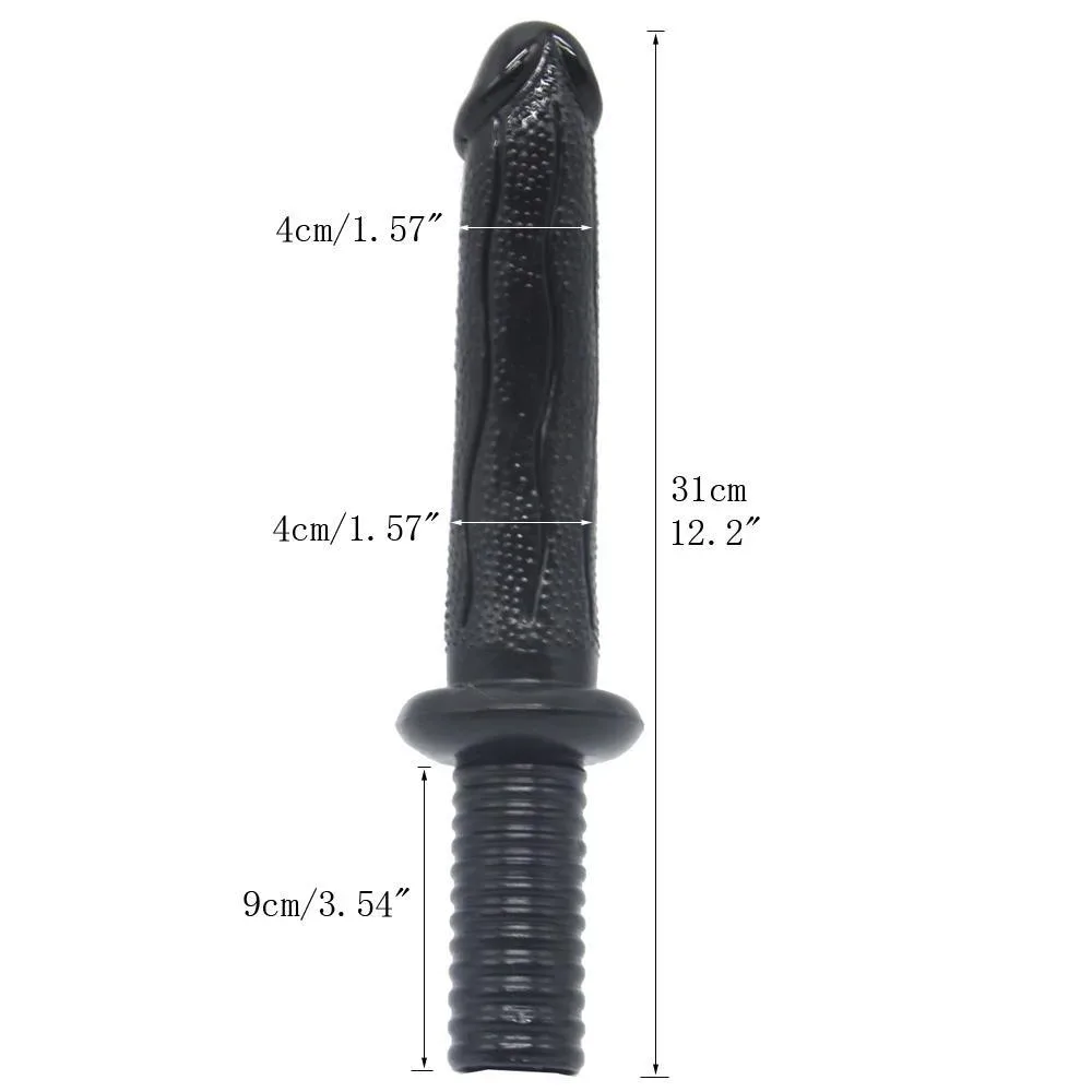 12 IN Black PVC Dildo With Handle 1 12 IN Black PVC Dildo With Handle 1