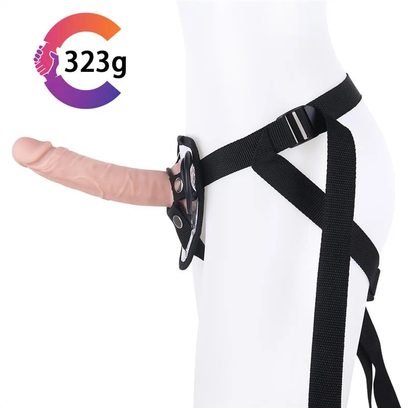 7.5 IN Beginner Flesh Dildo with Strap On Harness 1 7.5 IN Beginner Flesh Dildo with Strap On Harness 1
