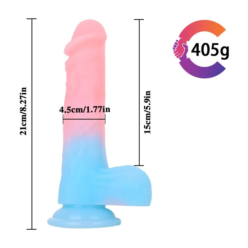 8 IN Glow-In-The-Dark Realistic Dildo with Balls 1 8 IN Glow-In-The-Dark Realistic Dildo with Balls 1