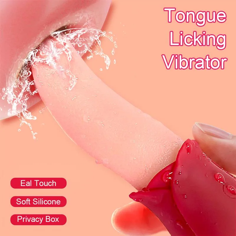10 Speeds Silicone Rose Tongue Licking Vibrator 1 10 Speeds Silicone Rose Tongue Licking Vibrator 1