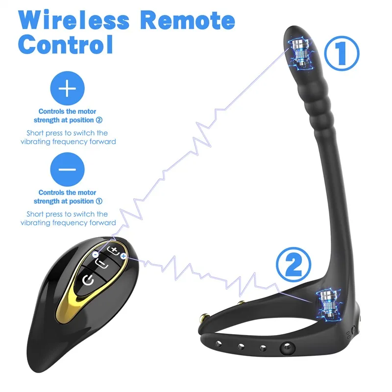 Remote Control Male Prostate Vibrator with Adjustable Delay Lockring 6 Remote Control Male Prostate Vibrator with Adjustable Delay Lockring 6