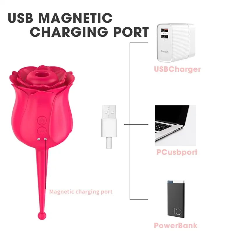 5 Sucking and 7 Vibrating Double Ended Rose Toy 3 5 Sucking and 7 Vibrating Double Ended Rose Toy 3