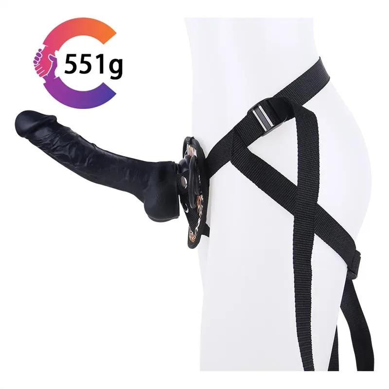 9.5 IN Black Realistic Dildo Strap On Harness Set 1 9.5 IN Black Realistic Dildo Strap On Harness Set 1