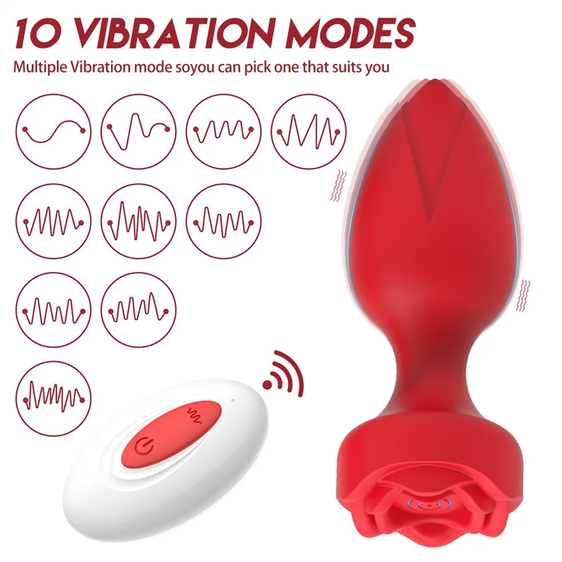 Remote Control Tapered Rose Anal Vibrator Butt Plug 3 Remote Control Tapered Rose Anal Vibrator Butt Plug 3