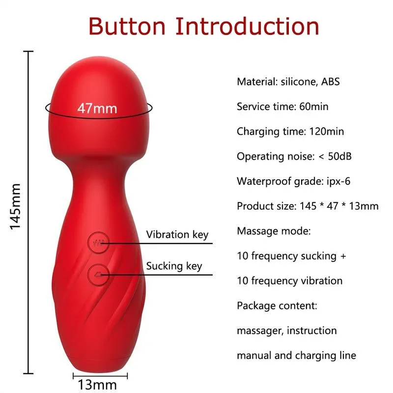 USB Charging 10 Sucking and Vibration Wand Massager 4 USB Charging 10 Sucking and Vibration Wand Massager 4