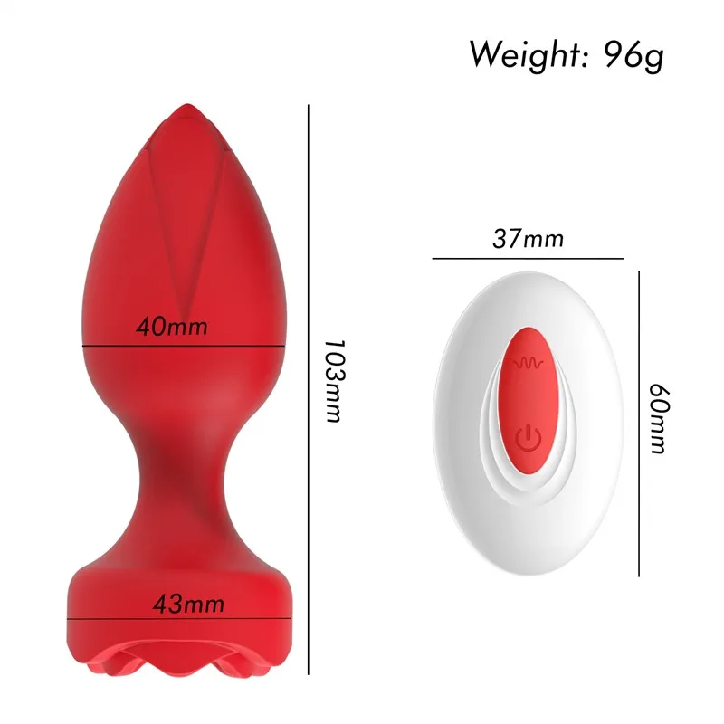 Remote Control Tapered Rose Anal Vibrator Butt Plug 2 Remote Control Tapered Rose Anal Vibrator Butt Plug 2
