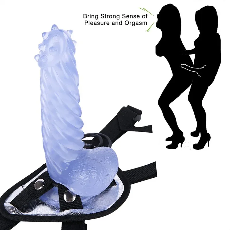 8 IN Blue Spiked Head PVC Dildo Strap On Set 4 8 IN Blue Spiked Head PVC Dildo Strap On Set 4