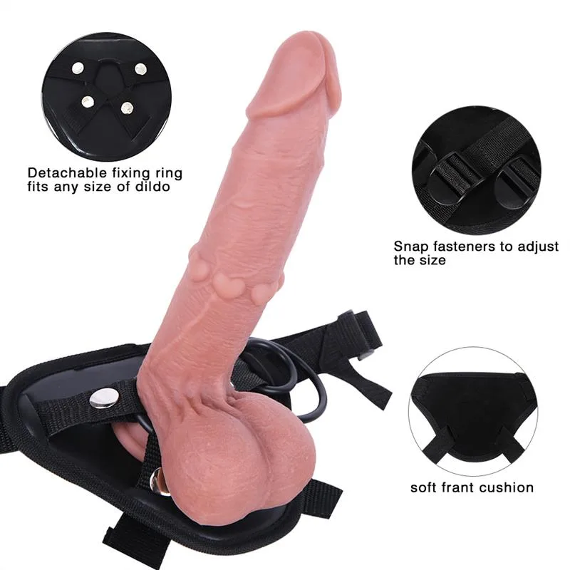 8.5 IN Soft Silicone Dildo Strap On Harness Set 3 8.5 IN Soft Silicone Dildo Strap On Harness Set 3