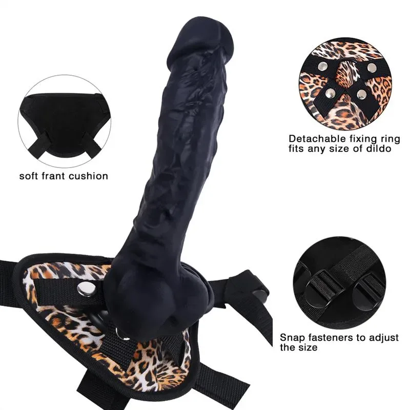 9.5 IN Black Realistic Dildo Strap On Harness Set 3 9.5 IN Black Realistic Dildo Strap On Harness Set 3
