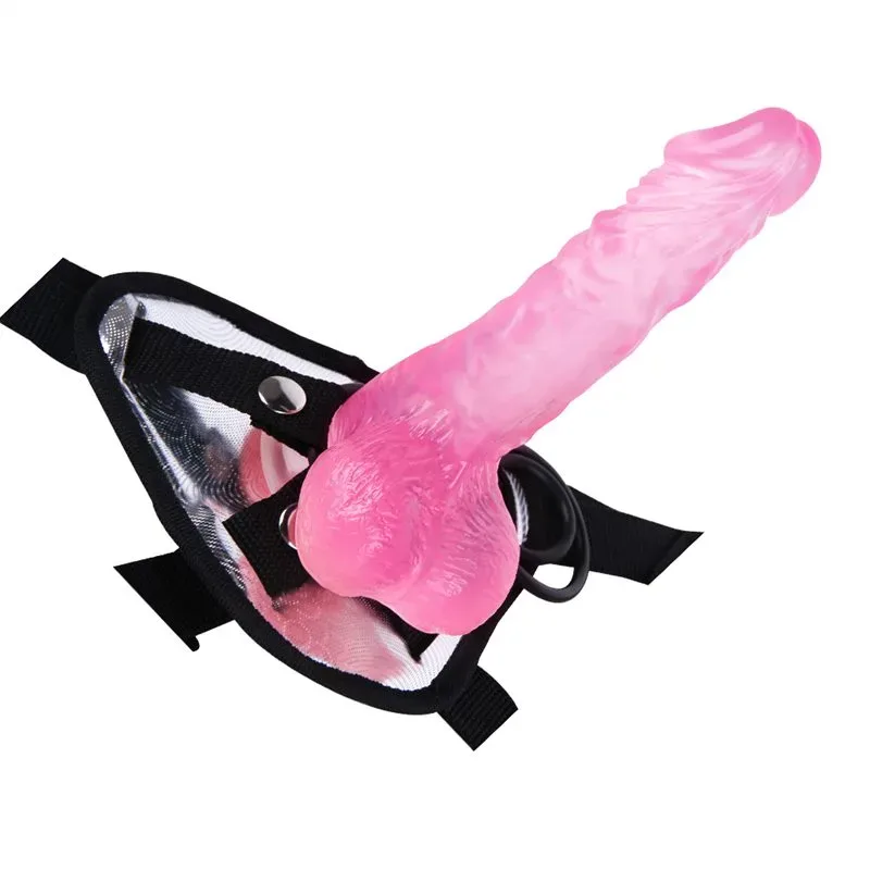 7.5 IN Thin Pink PVC Dildo Strap On Harness Set 3 7.5 IN Thin Pink PVC Dildo Strap On Harness Set 3