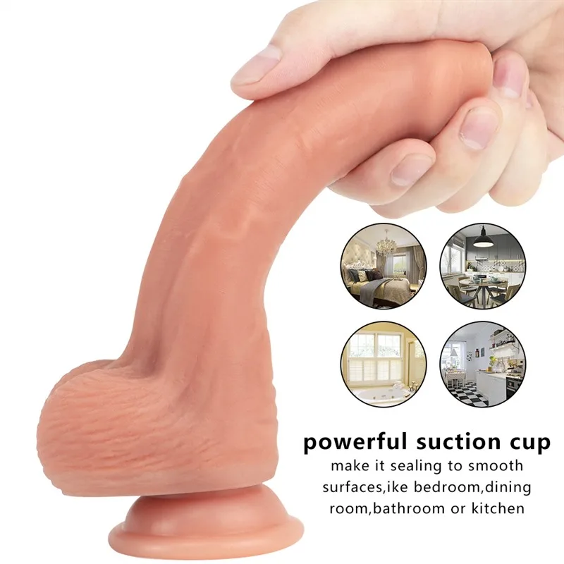 8.5 IN Uncircumcised Penis Dildo with Movable Foreskin 4 8.5 IN Uncircumcised Penis Dildo with Movable Foreskin 4