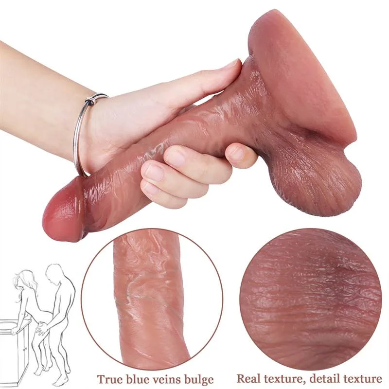 7 IN Short Realistic Silicone Dildo with Big Balls 3 7 IN Short Realistic Silicone Dildo with Big Balls 3