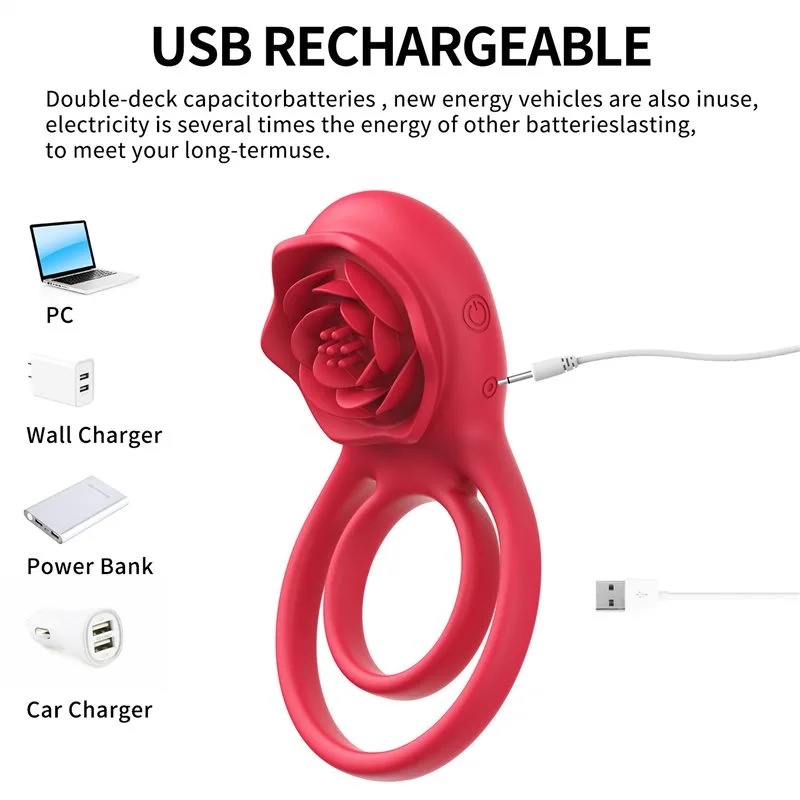 Remote Control Rose Clit Stimulator Vibrating Penis Ring for Couples 5 Remote Control Rose Clit Stimulator Vibrating Penis Ring for Couples 5