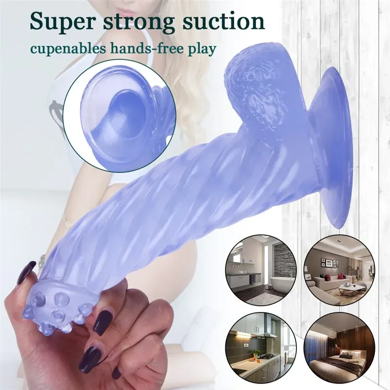 8 IN Blue Spiked Head PVC Dildo Strap On Set 7 8 IN Blue Spiked Head PVC Dildo Strap On Set 7