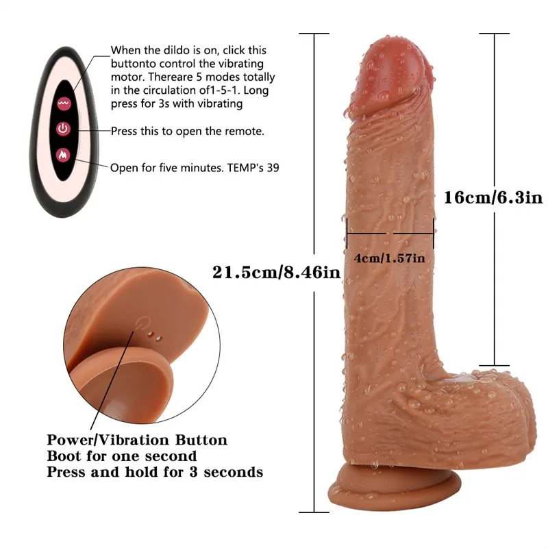 8.5 IN Rechargeable Heated Dildo Realistic Silicone Vibrating Cock 2 8.5 IN Rechargeable Heated Dildo Realistic Silicone Vibrating Cock 2