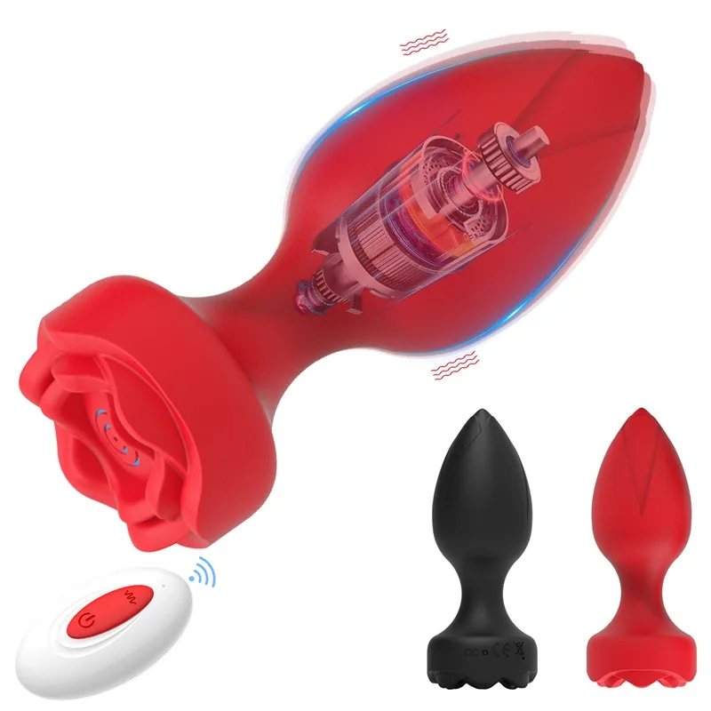 Remote Control Tapered Rose Anal Vibrator Butt Plug 1 Remote Control Tapered Rose Anal Vibrator Butt Plug 1
