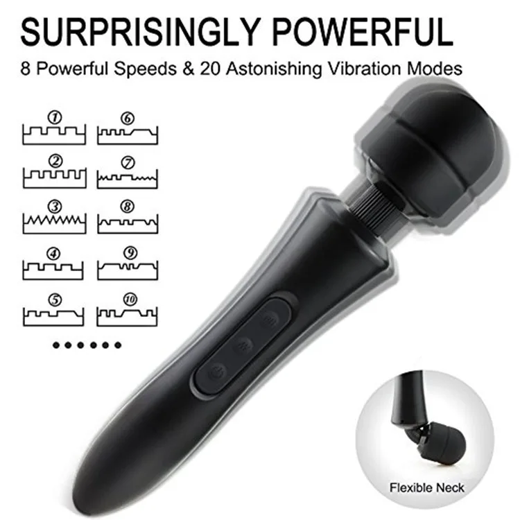 USB Charging Big Black Women Wand Massager 1 USB Charging Big Black Women Wand Massager 1