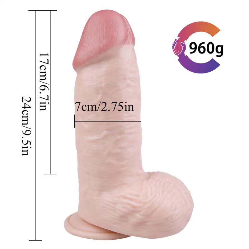 9.5 IN Large Thick Realistic PVC Dildo Skin Tone/Black/Brown 1 9.5 IN Large Thick Realistic PVC Dildo Skin Tone/Black/Brown 1