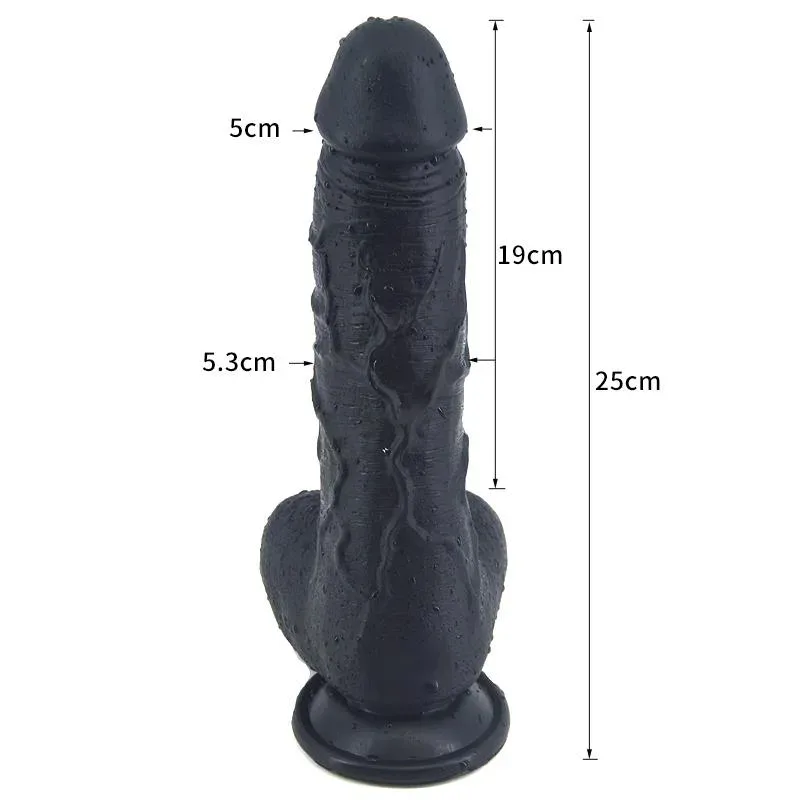 9.5 IN Big Black Textured PVC Dildo 1 9.5 IN Big Black Textured PVC Dildo 1