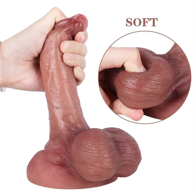 7 IN Short Realistic Silicone Dildo with Big Balls 5 7 IN Short Realistic Silicone Dildo with Big Balls 5