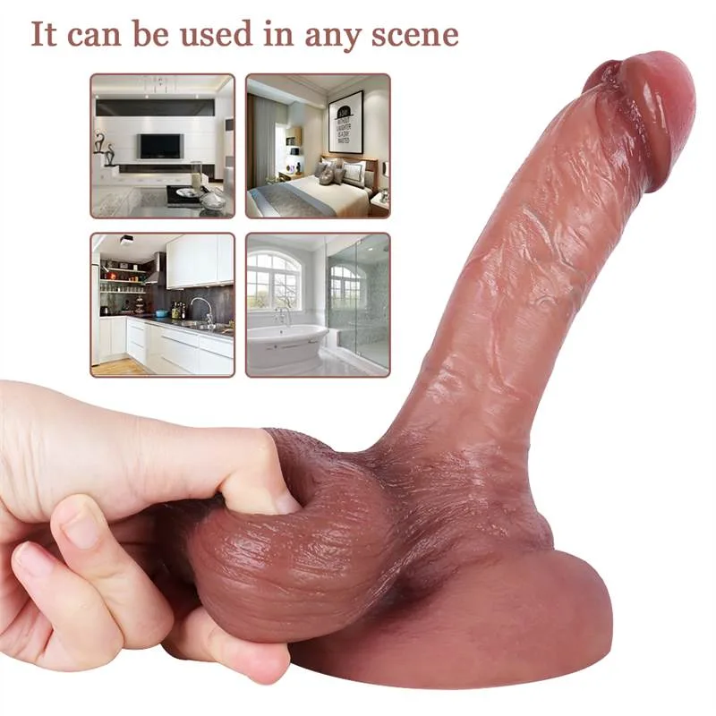 7 IN Short Realistic Silicone Dildo with Big Balls 7 7 IN Short Realistic Silicone Dildo with Big Balls 7