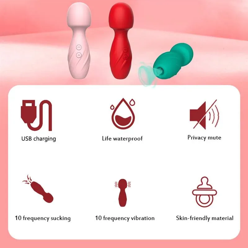 USB Charging 10 Sucking and Vibration Wand Massager 3 USB Charging 10 Sucking and Vibration Wand Massager 3