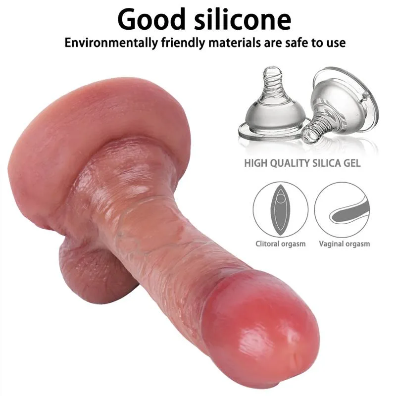 7 IN Short Realistic Silicone Dildo with Big Balls 4 7 IN Short Realistic Silicone Dildo with Big Balls 4