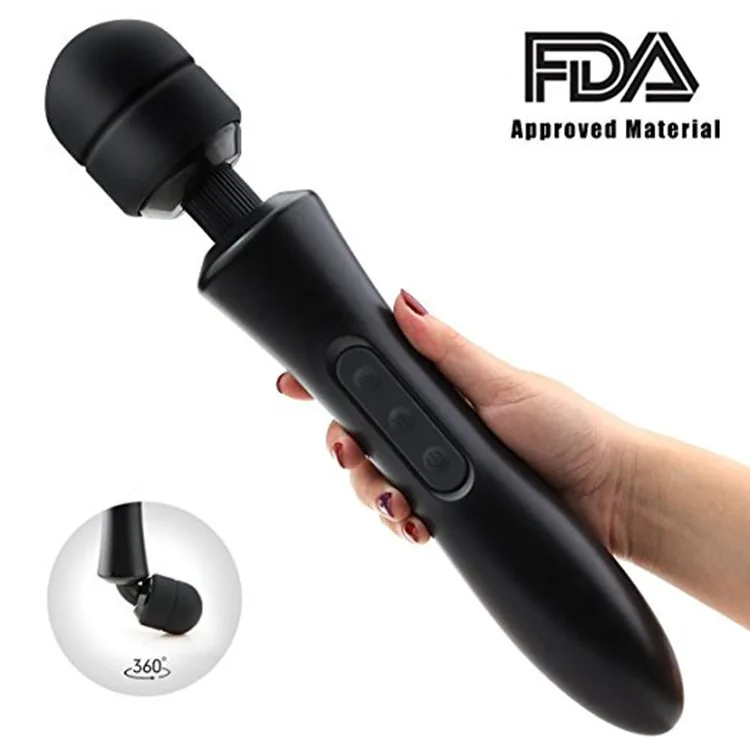 USB Charging Big Black Women Wand Massager 2 USB Charging Big Black Women Wand Massager 2