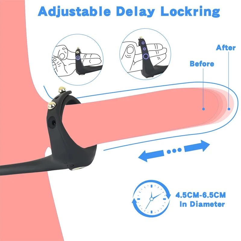 Remote Control Male Prostate Vibrator with Adjustable Delay Lockring 3 Remote Control Male Prostate Vibrator with Adjustable Delay Lockring 3