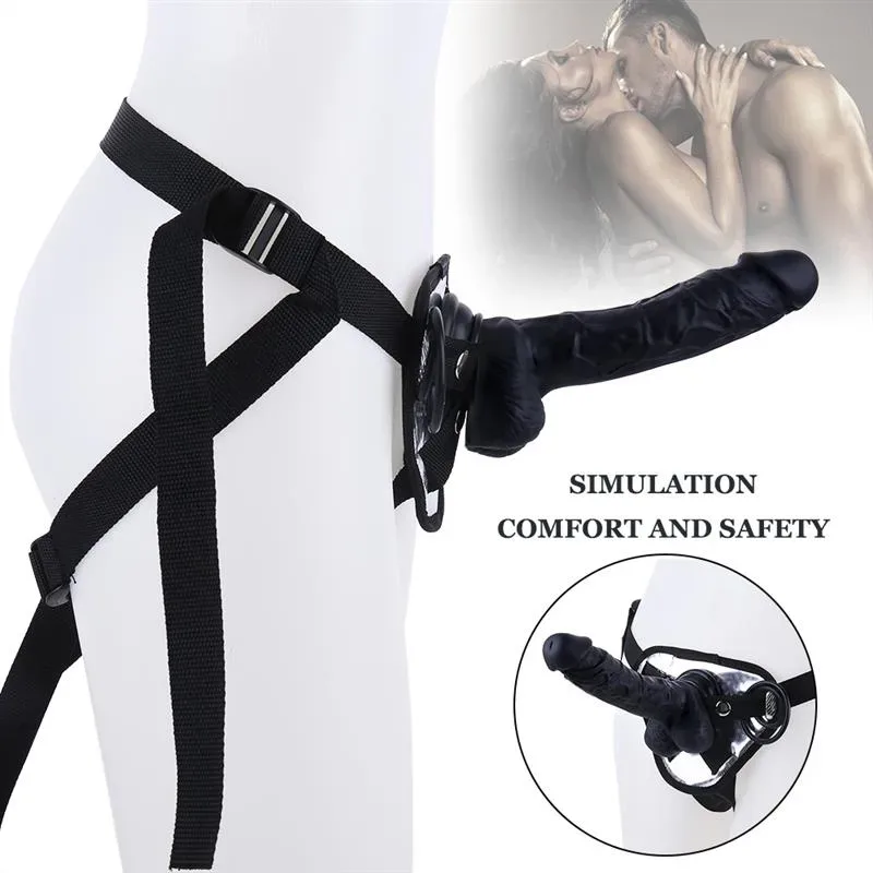 7.5 IN Black PVC Dildo Strap On Harness Set 2 7.5 IN Black PVC Dildo Strap On Harness Set 2