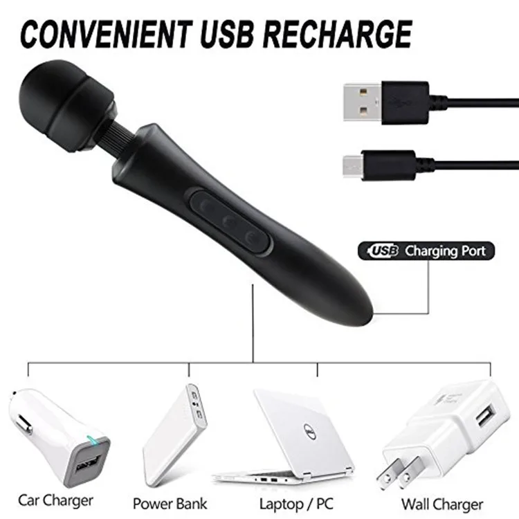 USB Charging Big Black Women Wand Massager 3 USB Charging Big Black Women Wand Massager 3