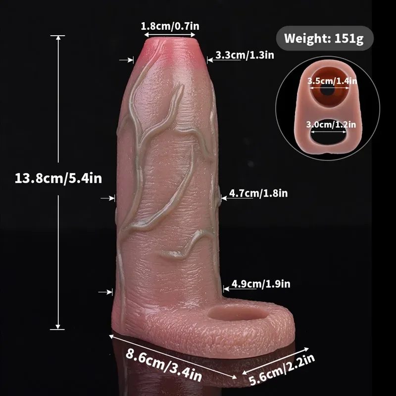 5.4 IN Open Head Cock Sleeve Textured Penis Extension 1 5.4 IN Open Head Cock Sleeve Textured Penis Extension 1