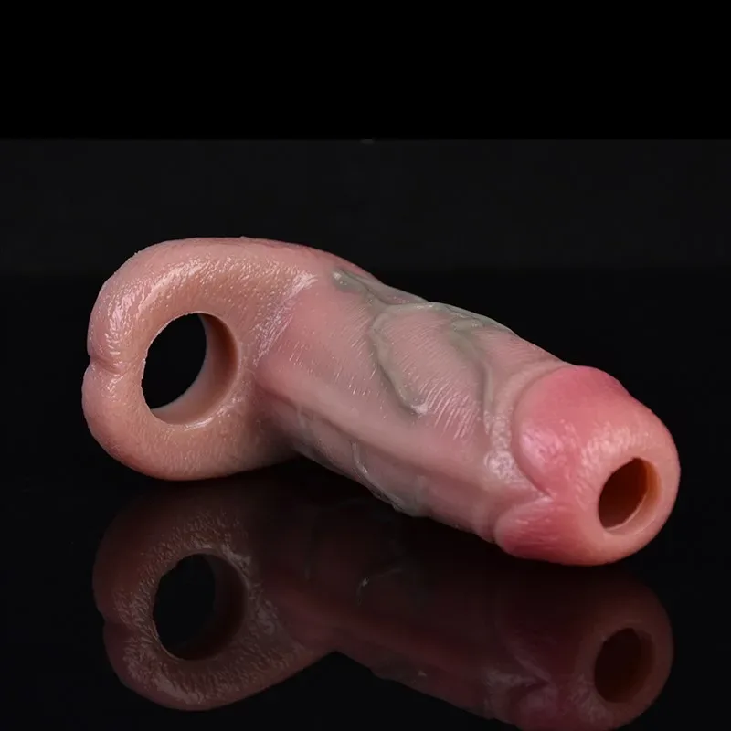 4.8 IN Open Head Real Skin Feeling Silicone Cock Sleeve 6 4.8 IN Open Head Real Skin Feeling Silicone Cock Sleeve 6