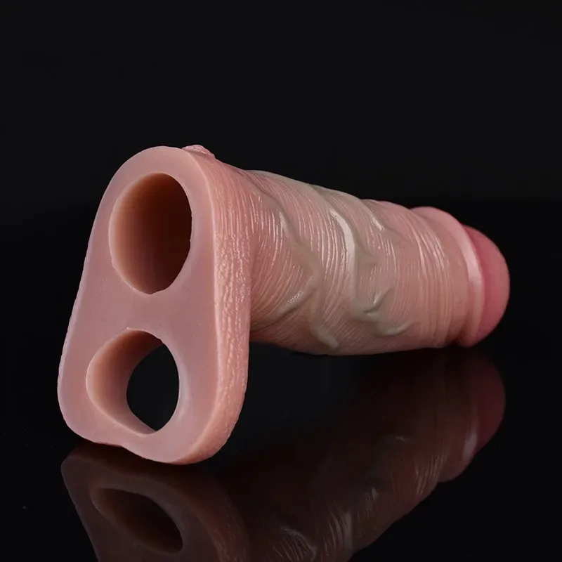 5.3 IN Silicone Lifelike Penis Extender Textured Cock Sleeve 7 5.3 IN Silicone Lifelike Penis Extender Textured Cock Sleeve 7