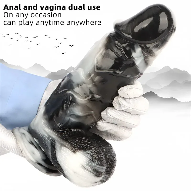 10 Inch Long 2.5 Inch Wide Large Thickness Black-and-White PVC Dildo 4 10 Inch Long 2.5 Inch Wide Large Thickness Black-and-White PVC Dildo 4