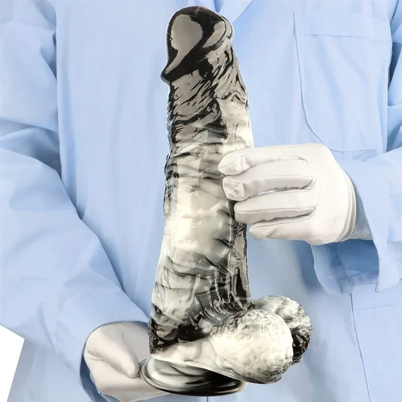 12 Inch Long 2.6 Inch Wide Large Black-and-White PVC Realistic Dildo 7 12 Inch Long 2.6 Inch Wide Large Black-and-White PVC Realistic Dildo 7