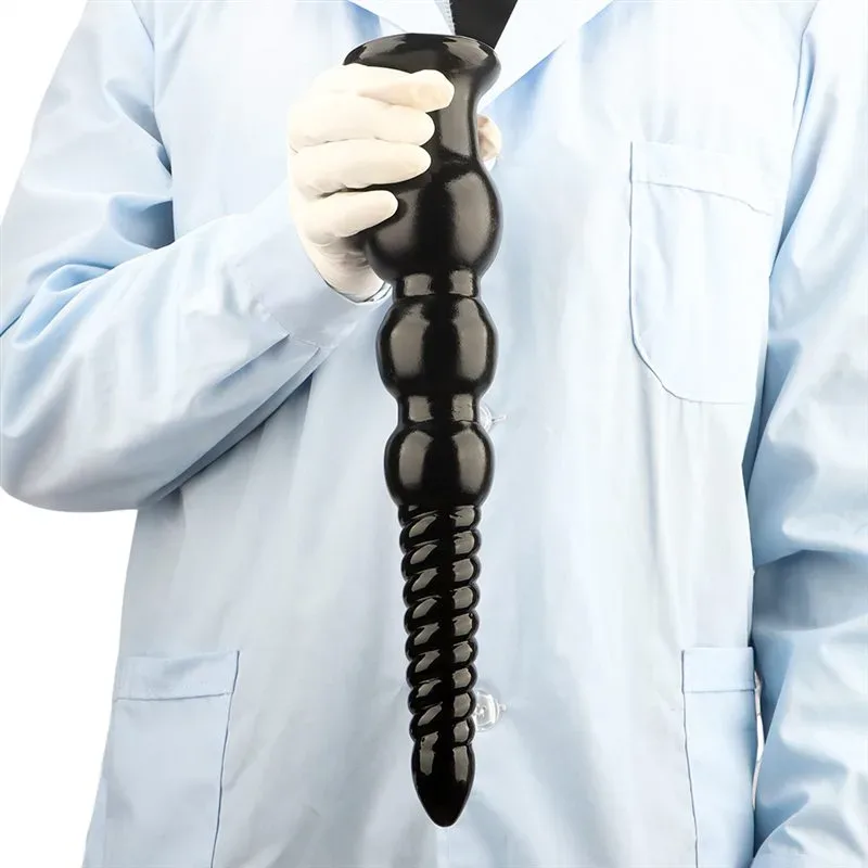 13 IN Big Black Spiral Beaded PVC Anal Dildo Plug 5 13 IN Big Black Spiral Beaded PVC Anal Dildo Plug 5
