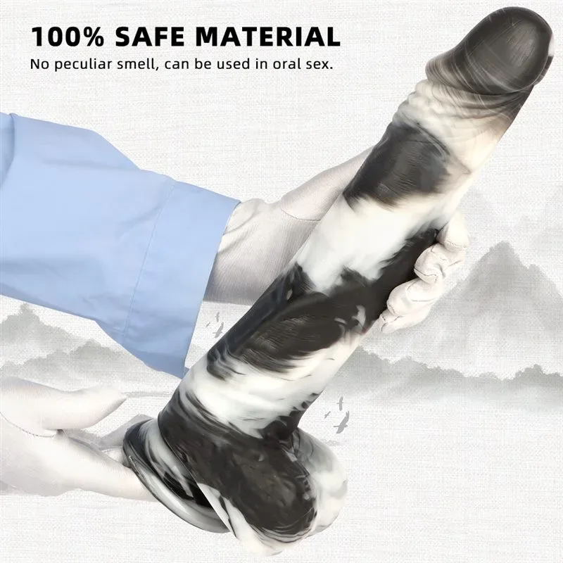 14 Inch Long 2.2 Inch Thickness Black-and-White PVC Realistic Dildo 3 14 Inch Long 2.2 Inch Thickness Black-and-White PVC Realistic Dildo 3