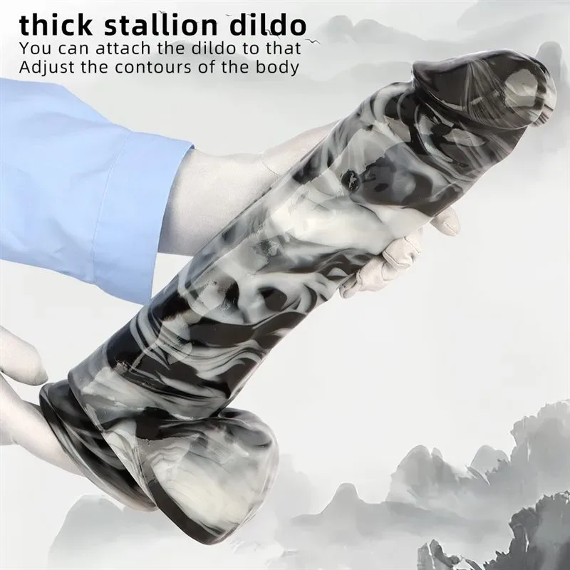 14 Inch Long 2.7 Inch Wide Giant Black-and-White PVC Realistic Dildo 3 14 Inch Long 2.7 Inch Wide Giant Black-and-White PVC Realistic Dildo 3