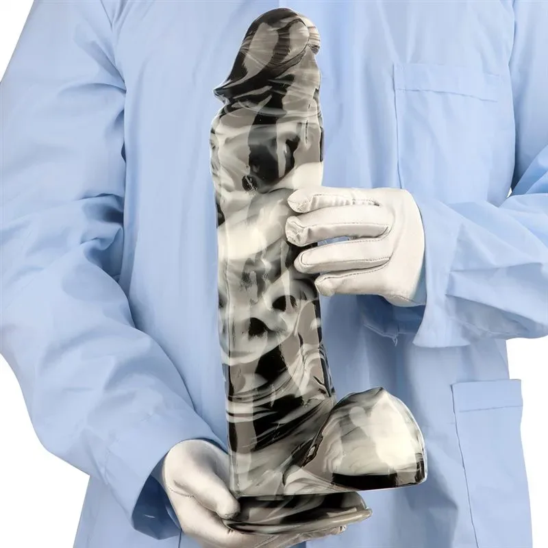 14 Inch Long 2.7 Inch Wide Giant Black-and-White PVC Realistic Dildo 7 14 Inch Long 2.7 Inch Wide Giant Black-and-White PVC Realistic Dildo 7