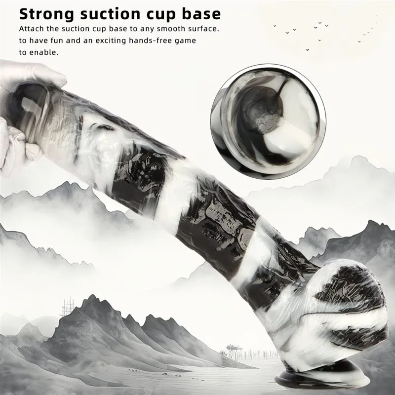 15.5 Inch Extra Long 2.5 Inch Thickness Massive Black-and-White PVC Dildo 6 15.5 Inch Extra Long 2.5 Inch Thickness Massive Black-and-White PVC Dildo 6